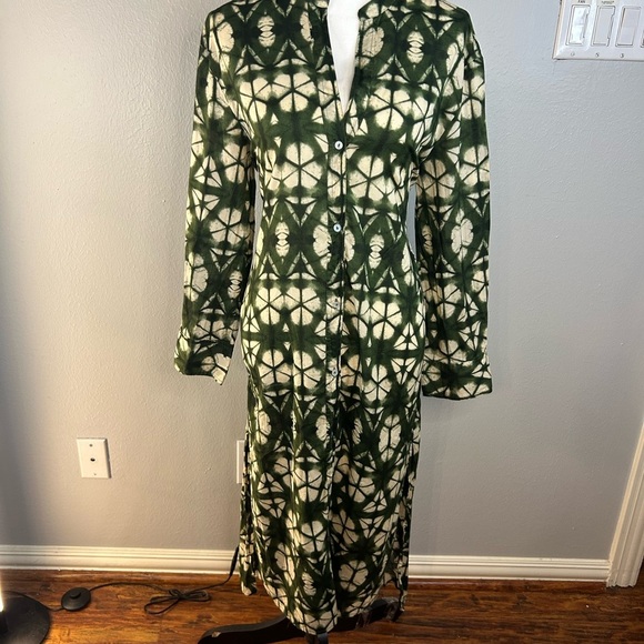ZARA Green Abstract Print Midi Shirt Dress – Size M – Perfect Condition - Picture 5 of 10